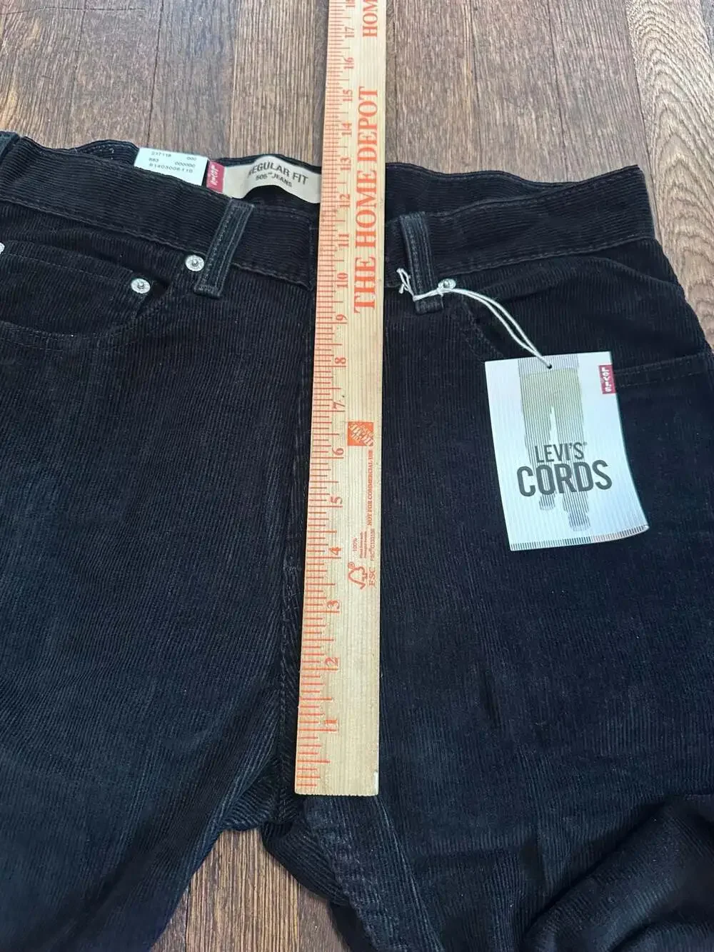 Levi's 505 Regular Fit Corduroy Pants Black Size 32x30